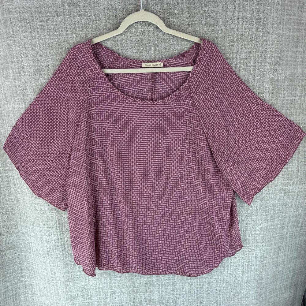Coco's CloZet Blouse Womens XL Purple Kimono Geometric Lightweight Casual